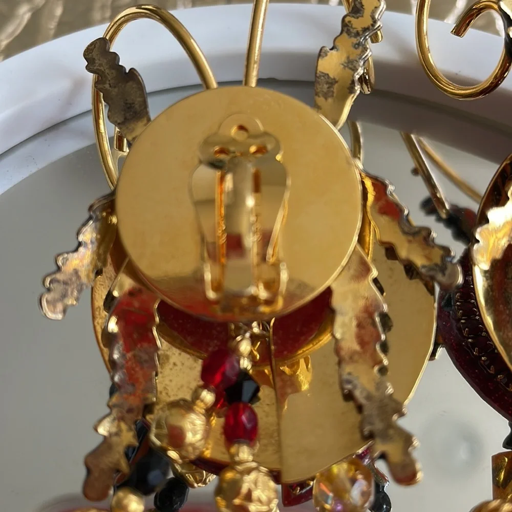 🐞HP🐞Lunch At The Ritz “CUTE AS A BUG”Ladybug HUGE Clip On Earrings - Picture 9 of 10